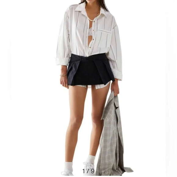 We the free happy hour striped button down oversized shirt womens size small - Picture 2 of 8